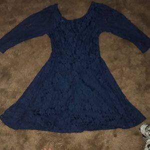 Blue lace 3/4 sleeve dress